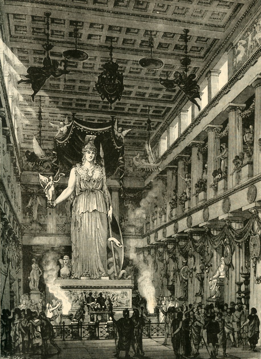 帕台农神庙的内部，恢复，1890年。 作者 不明