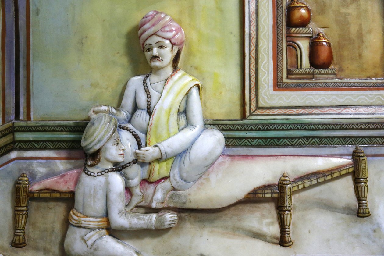 Jalaram Prathna hindu temple, Leicester. Artwork depicting Jalarambapa