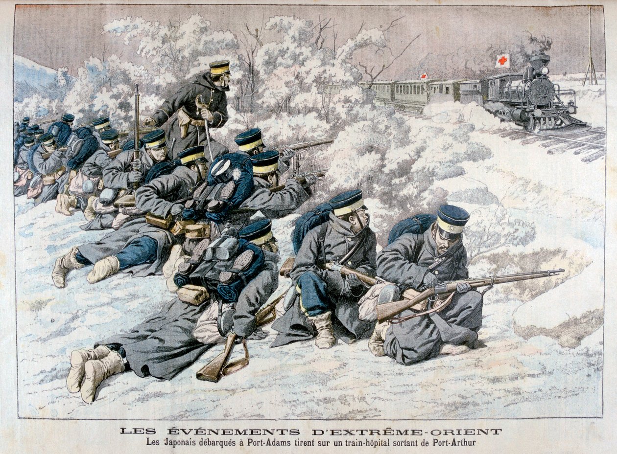 1904年日俄战争中，日本人袭击了满洲的亚瑟港附近的医院火车 作者 不明