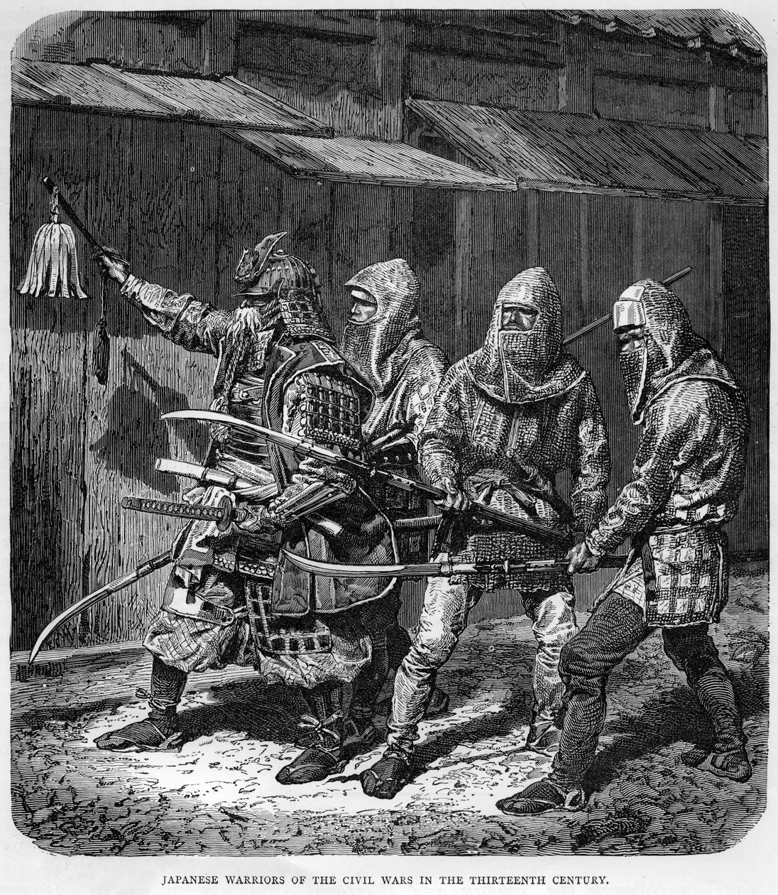 十三世纪的日本内战战士，大约在1875年 作者 不明