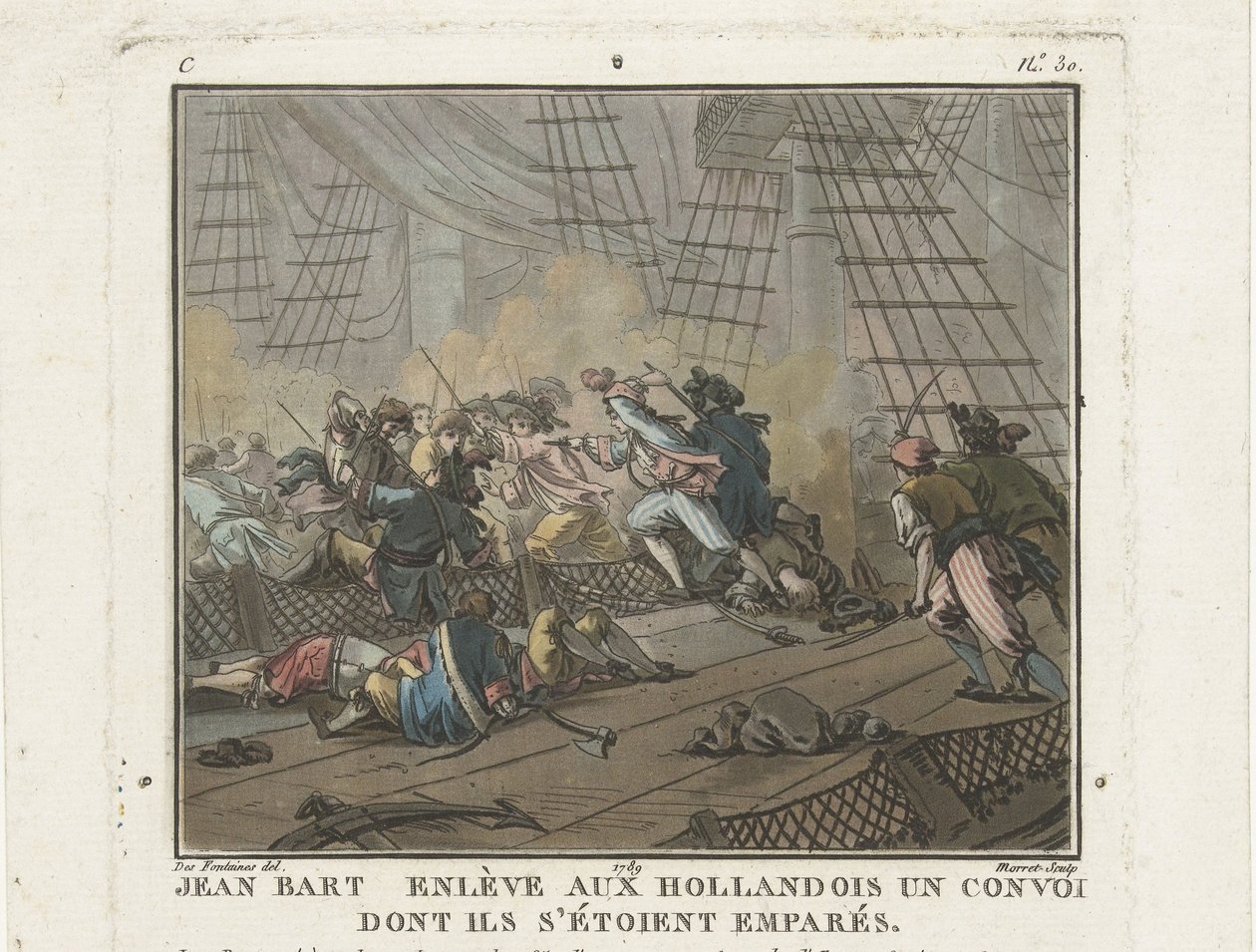1789年6月29日，吉恩·巴特（Jean Bart）在特塞尔（Texel）战役中。 作者 不明