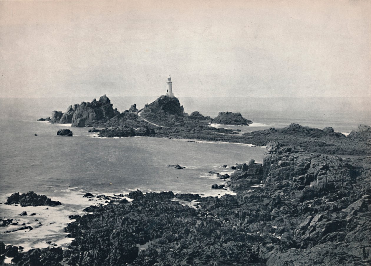 泽西岛-拉科比埃尔岩和灯塔，1895年 作者 不明