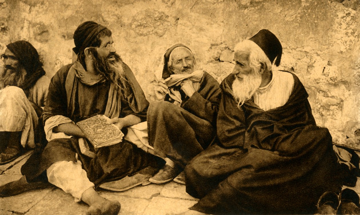 耶路撒冷-哭墙旁的犹太人，c1918-c1939。 作者 不明