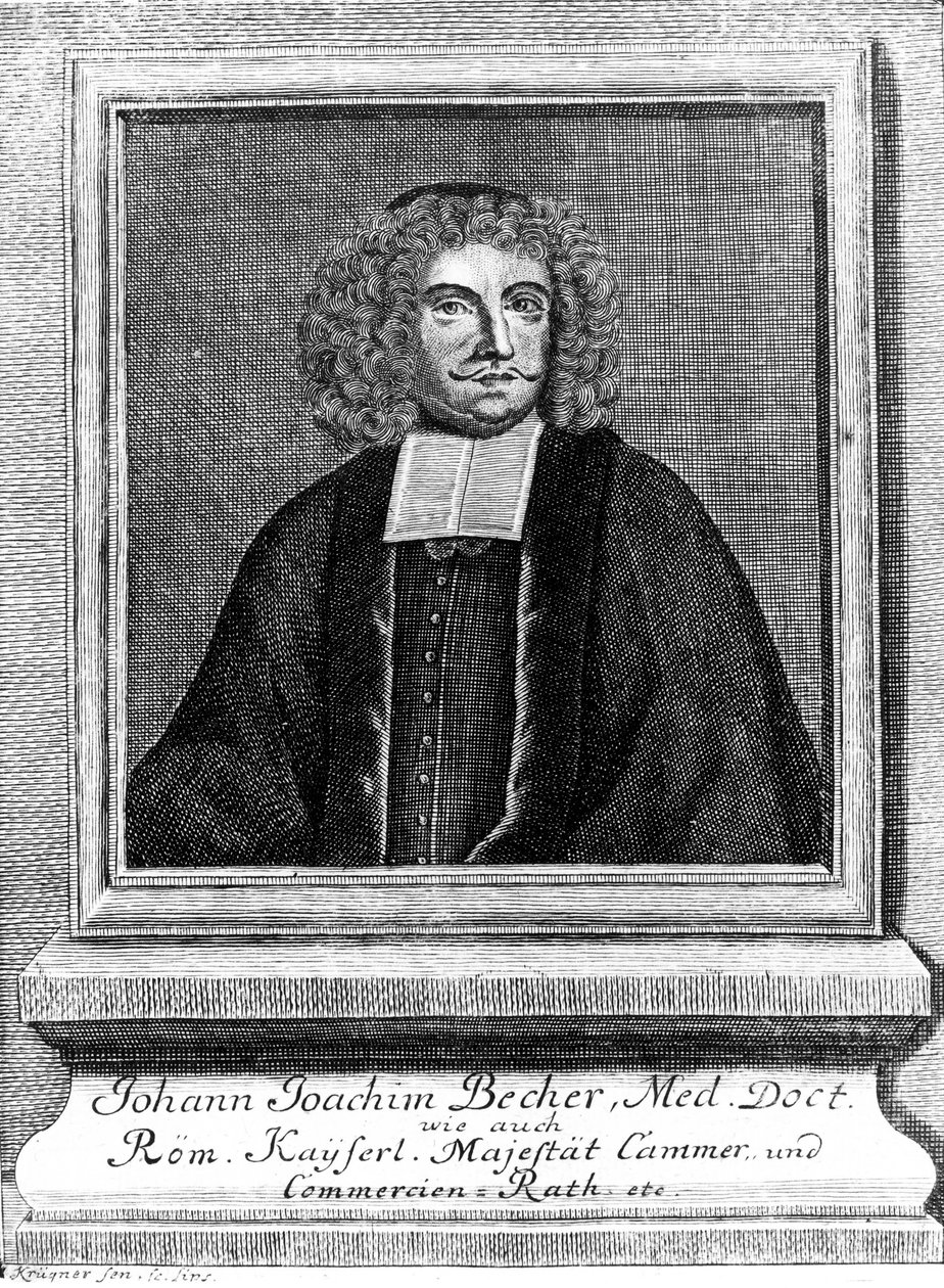 约翰-约阿希姆-贝歇尔，德国医生和化学家，约1670年代 作者 不明