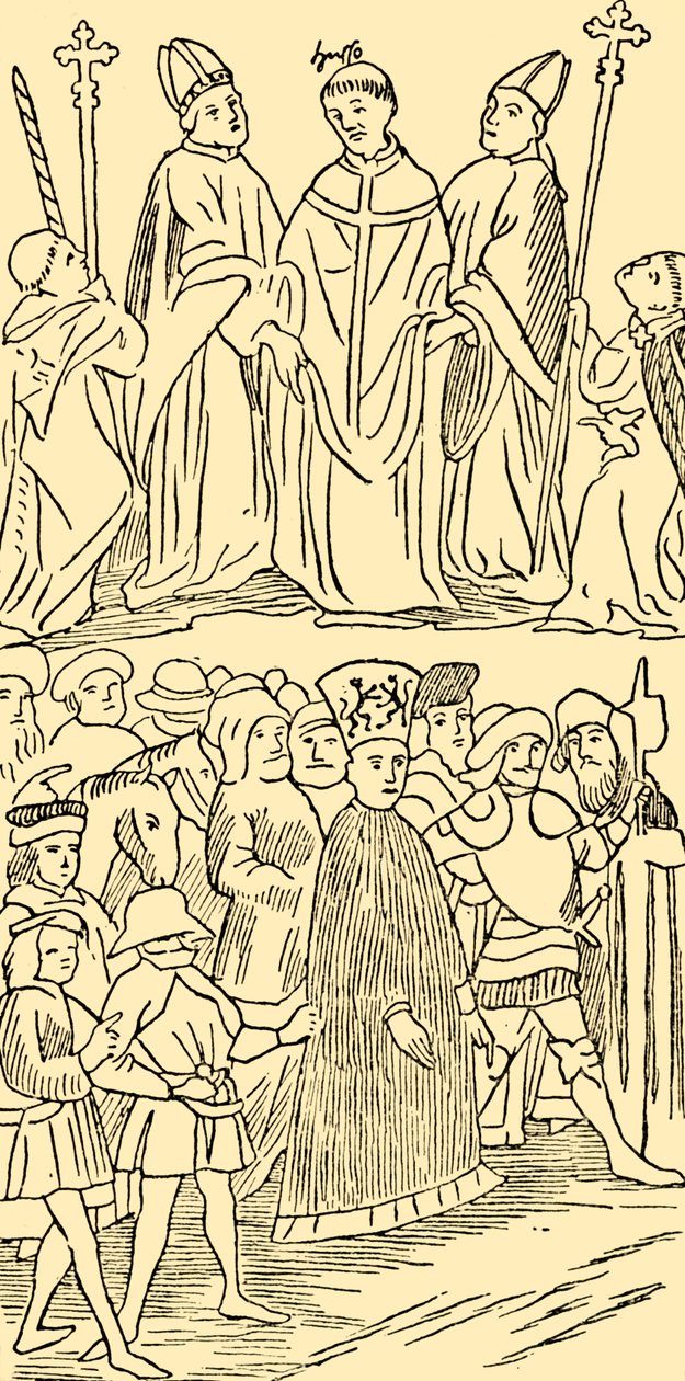 约翰·侯斯（John Huss）被判处死刑并导致其死刑，c1930年。 作者 不明