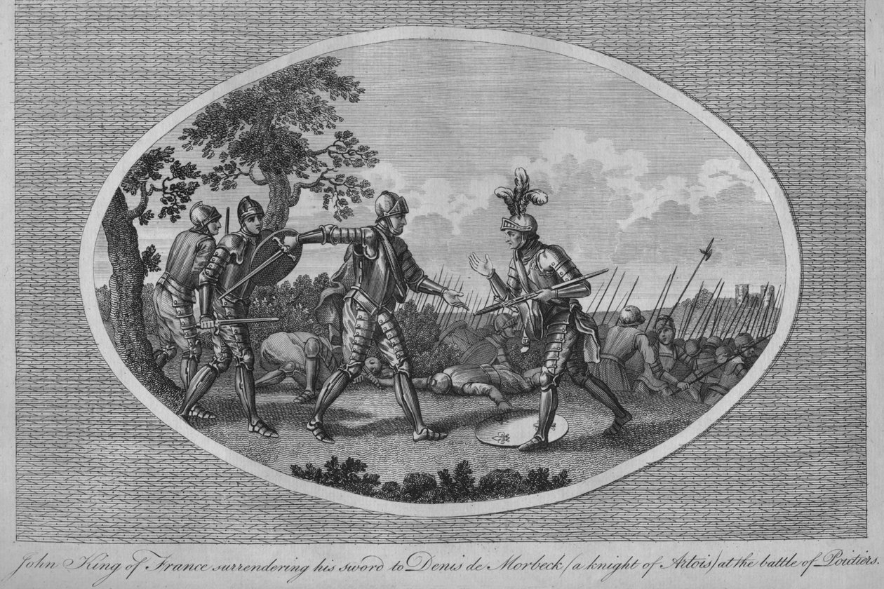 法国约翰二世在普瓦捷战役中向丹尼斯·德·莫贝克交出剑，1356年至1793年 作者 不明
