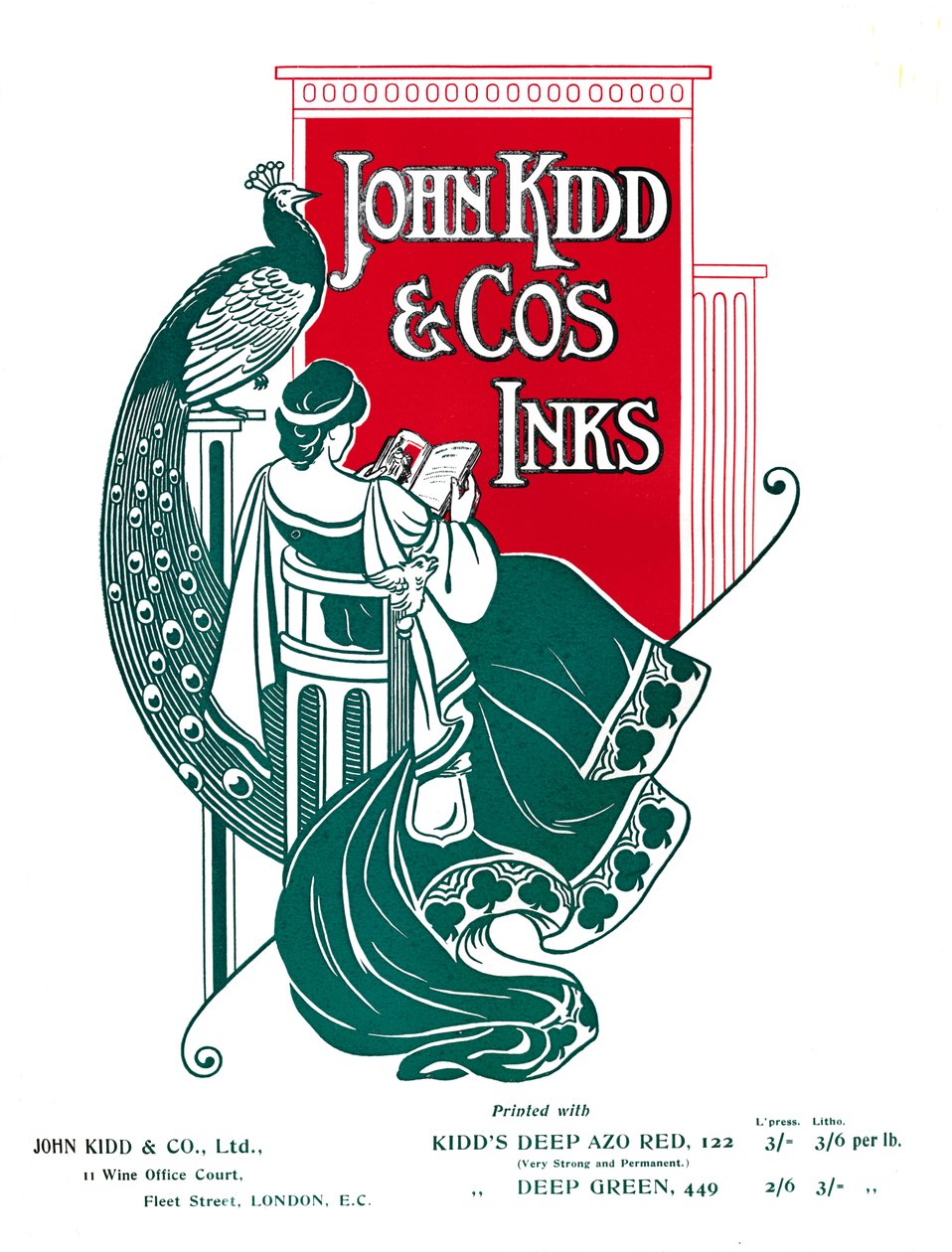约翰·基德（John Kidd＆Cos Inks）广告，1907年 作者 不明