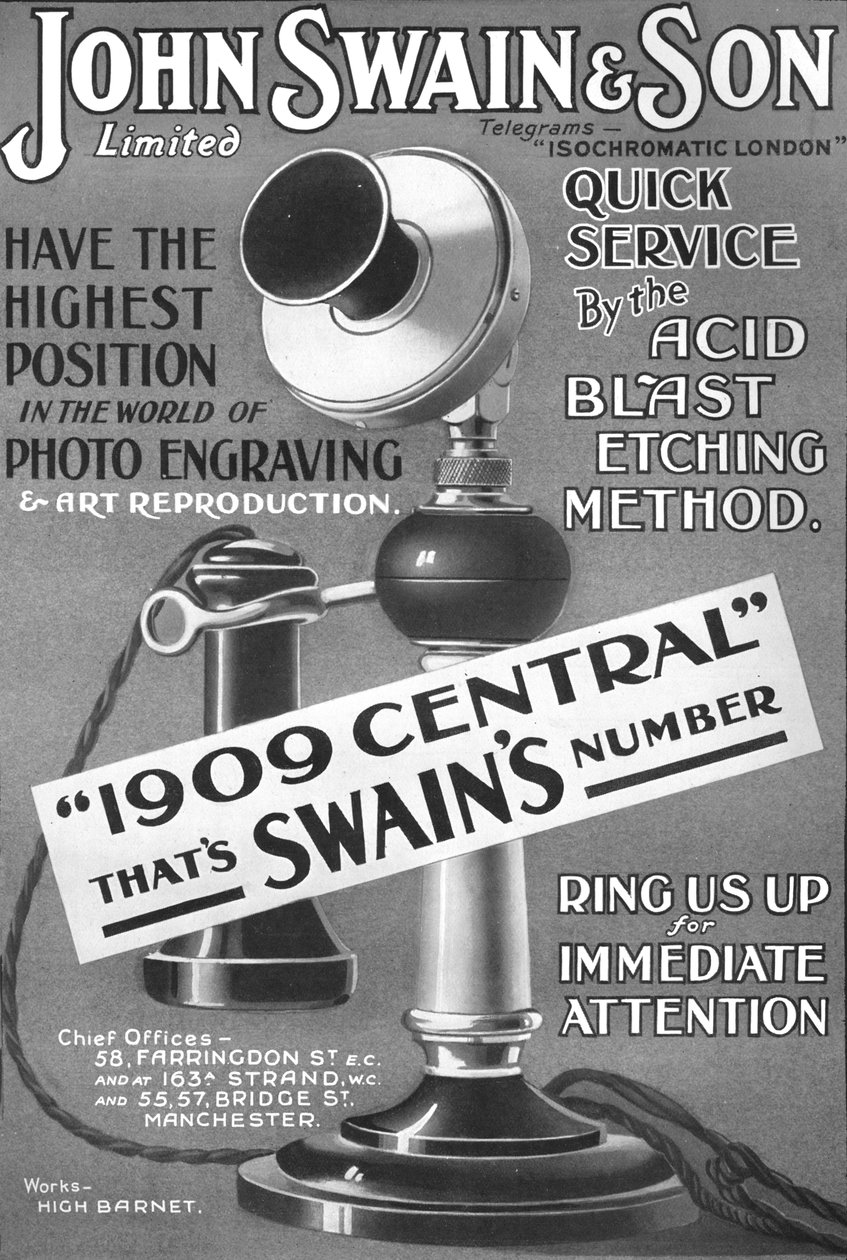 John Swain＆Son Limited广告，1907年 作者 不明