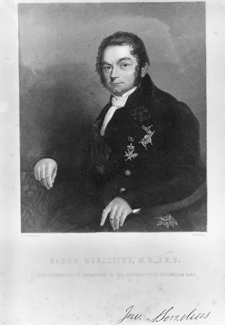 瑞典化学家Jons Jacob Berzelius，十九世纪初 作者 不明