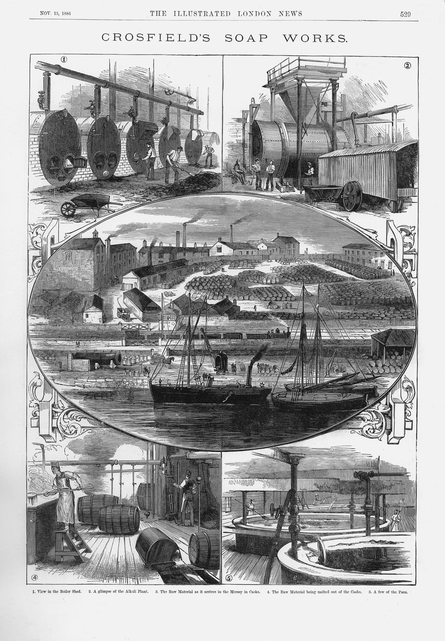 约瑟夫·克罗斯菲尔德父子制皂厂，位于柴郡沃灵顿，库里采石场，1886年 作者 不明