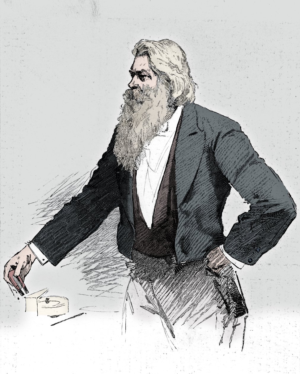 英国物理学家和化学家约瑟夫·威尔逊·斯旺（Joseph Wilson Swan），演示电磁学，1889年 作者 不明