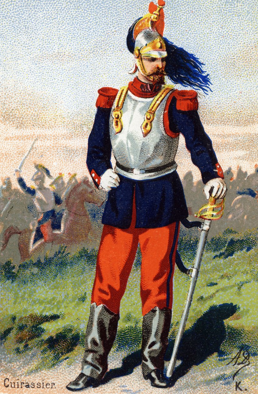 K: Cuirassier. Engraving in "Military Alphabet" . Illustrator