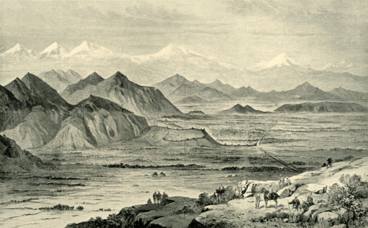 喀布尔，从1879年10月8日在贝尼·希萨尔（Beni Hissar）英国营地上方的山丘上向北看，1901年。 作者 不明