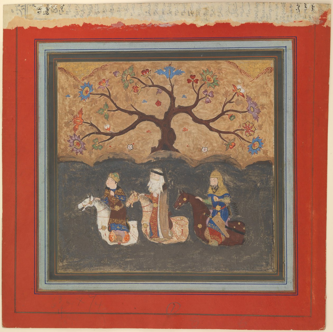 Kai Khusrau, Farangis and Giv Crossing the River Jihun Oxus, Folio from a..., mid 15th century. 作者 不明