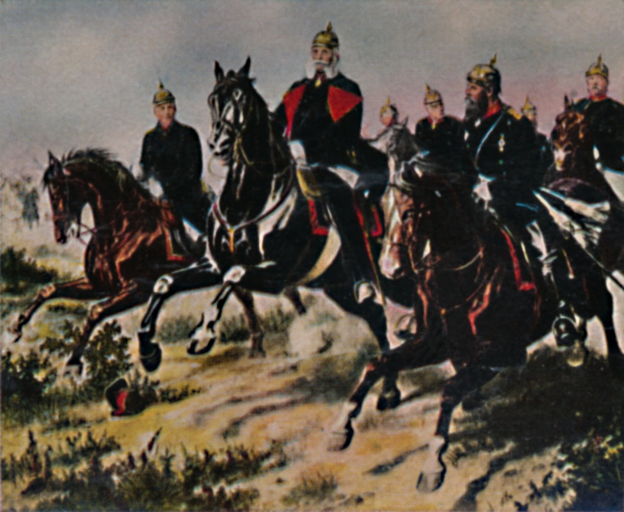 威廉皇帝一世（Kaiser Wilhelm I）1797-1888和皮带圣骑士。 -坎普豪森绘画，1934年。 作者 不明