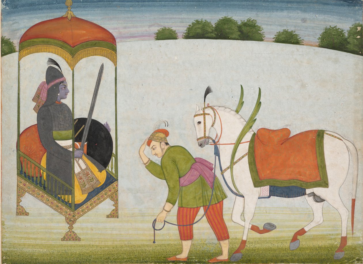 Kalki Avatar，《毗湿奴的未来化身：分散手稿的页》，ca。 1760-70。 作者 不明