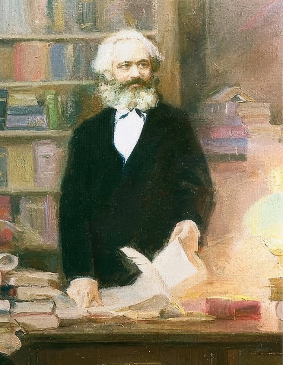 马克思在他的书房里。约于1875年 作者 不明