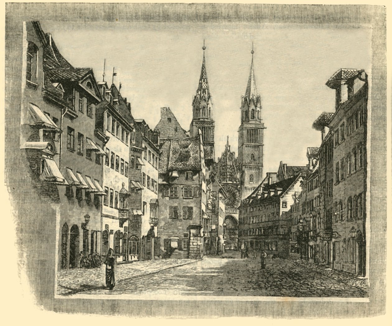 Karolinen-Strasse和圣劳伦斯教堂，纽伦堡，1890年。 作者 不明