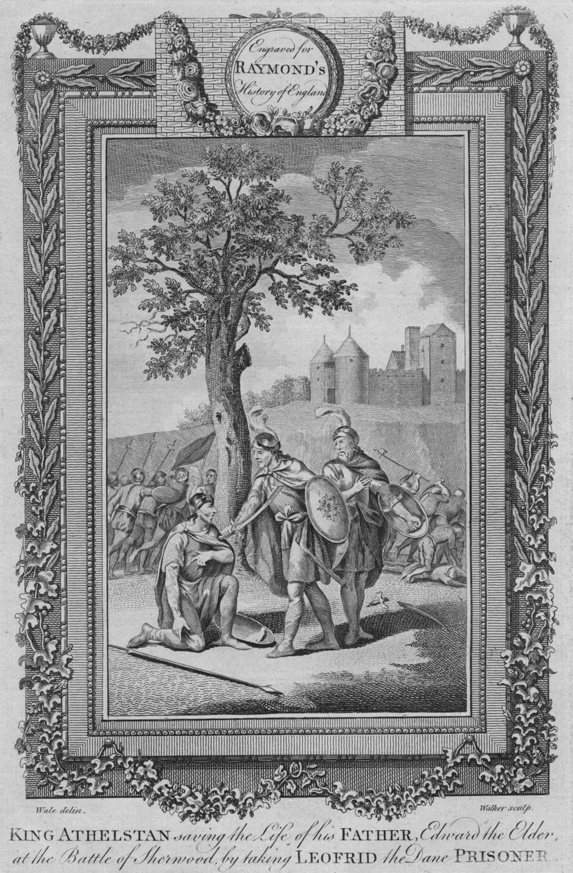 阿瑟斯坦国王在舍伍德之战中拯救了其父亲爱德华老人的生命，c1787 作者 不明