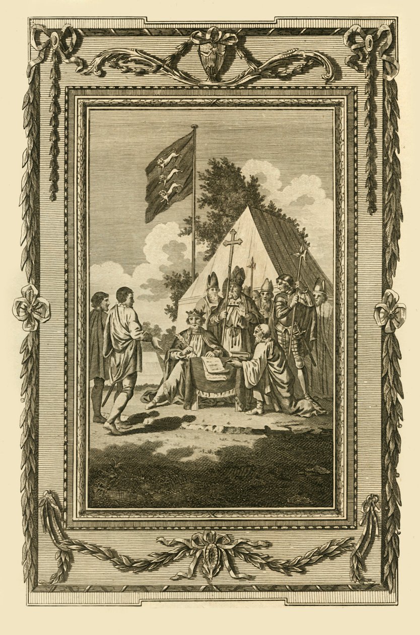 约翰国王于1783年6月5日签署Magna Charta。 作者 不明