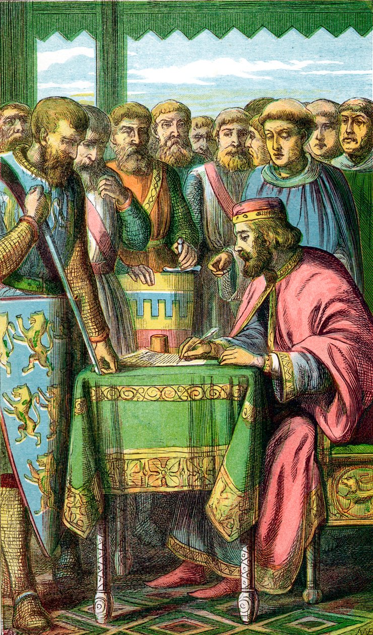约翰国王于1215年6月15日在萨里Runnymede签署《大宪章》 c1560 作者 不明