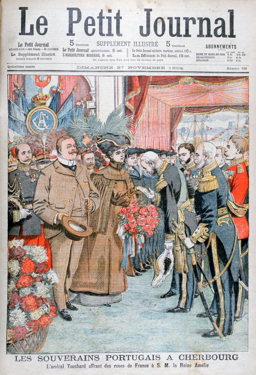 葡萄牙国王和王后，献上鲜花的海军上将Touchard，1904年 作者 不明