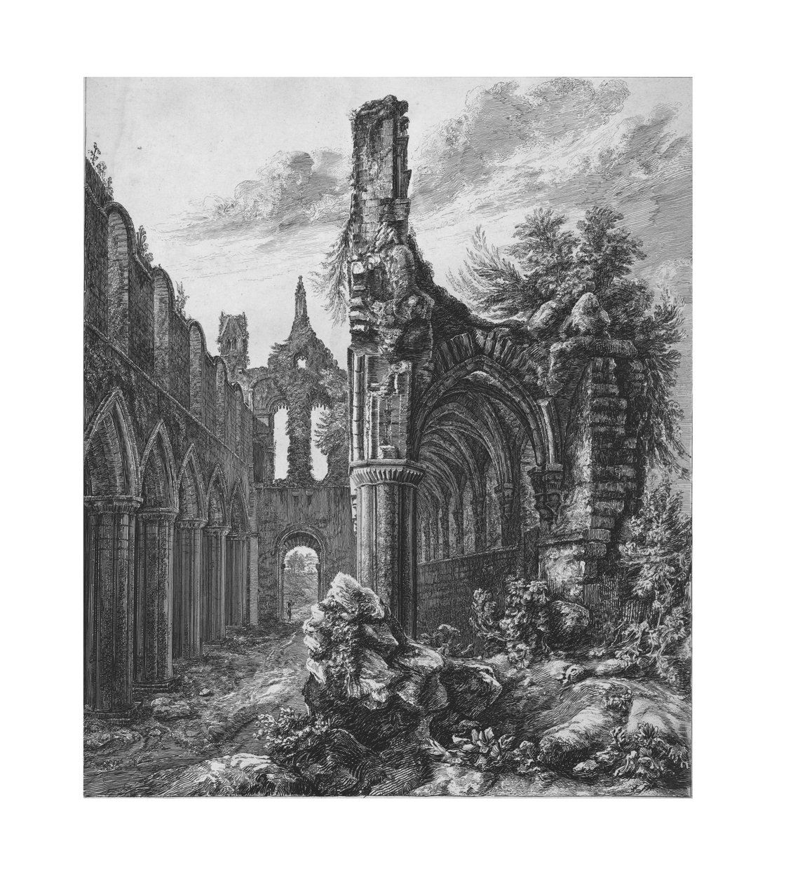 约克郡Kirkstall修道院，1823年。 作者 不明