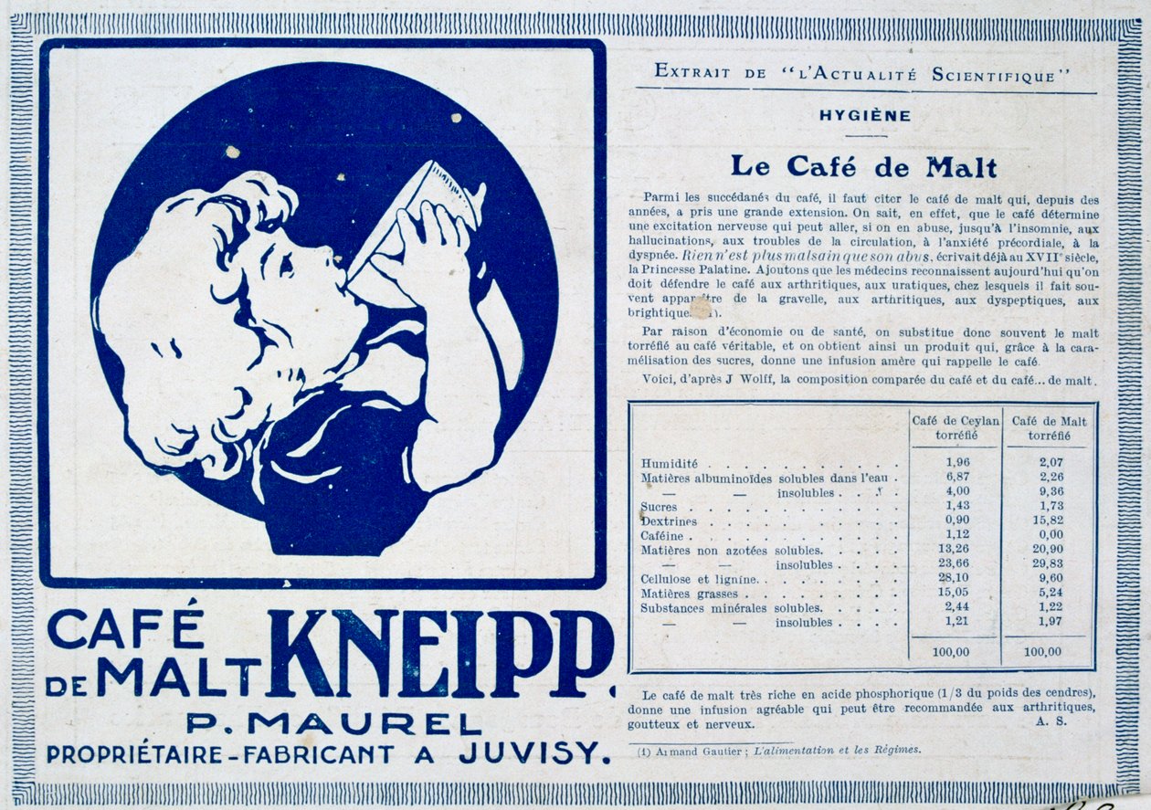 克奈普咖啡厅（KneippCaféde Malt），广告，1915年 作者 不明