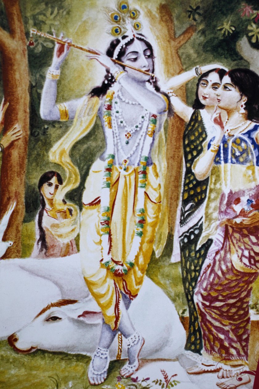 Krishna and the Gopi as depicted on a Hare Krishna calendar, Londres, Grande-Bretagne 作者 不明