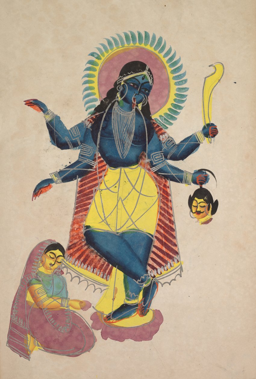 克里希纳（Krishna）作为卡利（Kali）的拉达崇拜，1800年代。 作者 不明