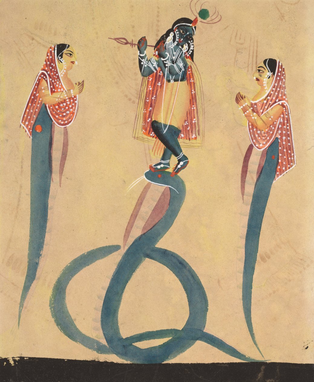 克里希纳（Krishna）作为卡利（Kali）的拉达崇拜，1800年代。 作者 不明