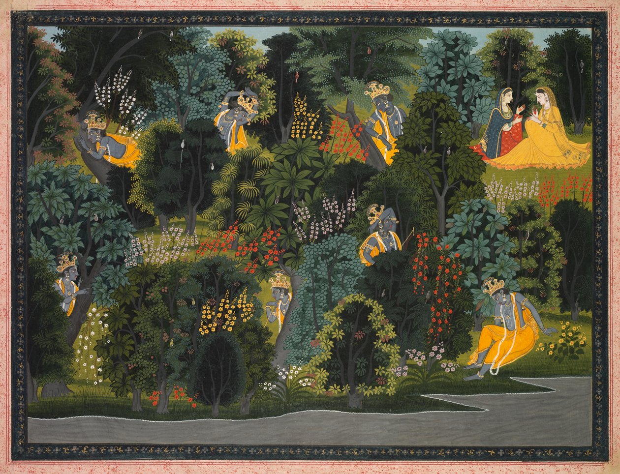 来自贾亚德瓦（Gaya Jevadeva）的吉塔（Gita Govinda）的克里希纳斯（Krishnas）渴望拉达（Radha）， 1820年至1825年。 作者 不明