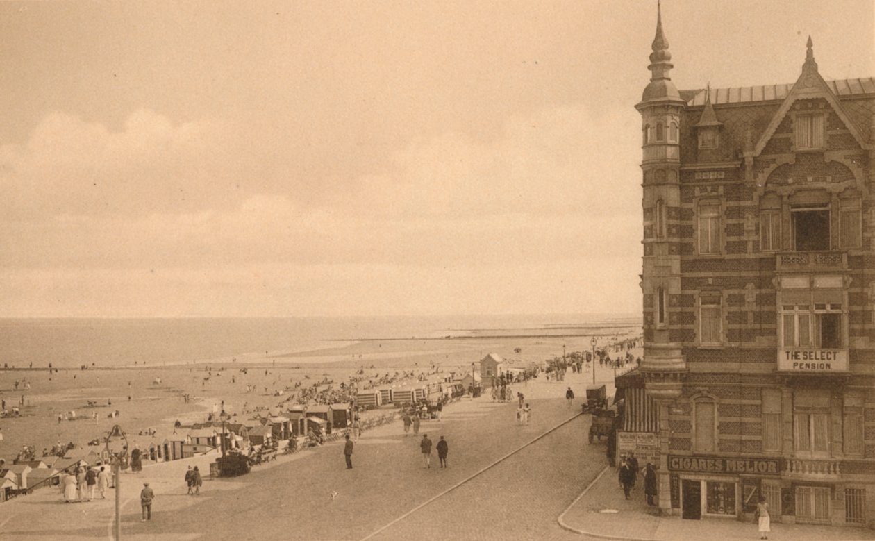 La Digue et la Plage，海滨长廊和沙滩，摄于1900年。 作者 不明