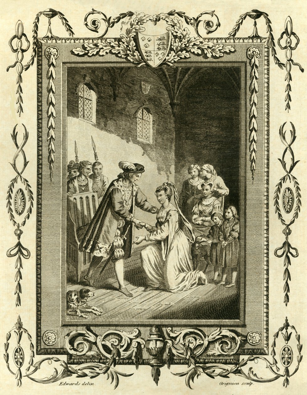 伊丽莎白·格雷（Elizabeth Gray）女士请爱德华四世（Edward IV）恢复自己的土地，1461年，1783年。 作者 不明