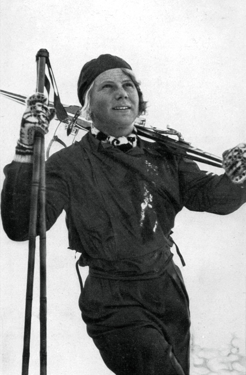 莱拉·舒·尼尔森（Laila Schou-Nilsen），挪威滑雪者，冬季奥运会，加米施-帕滕基兴，德国，1936年 作者 不明