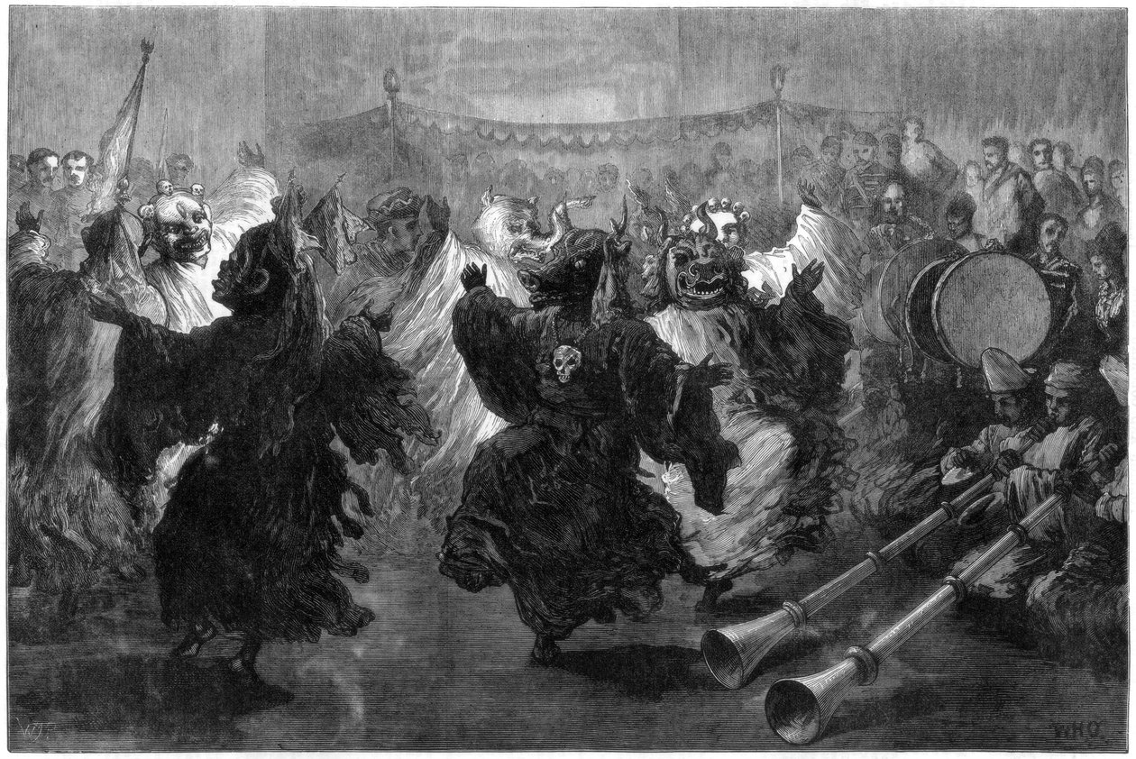 1876年在Jummoo举行的喇嘛舞蹈在威尔士亲王之前演出 作者 不明