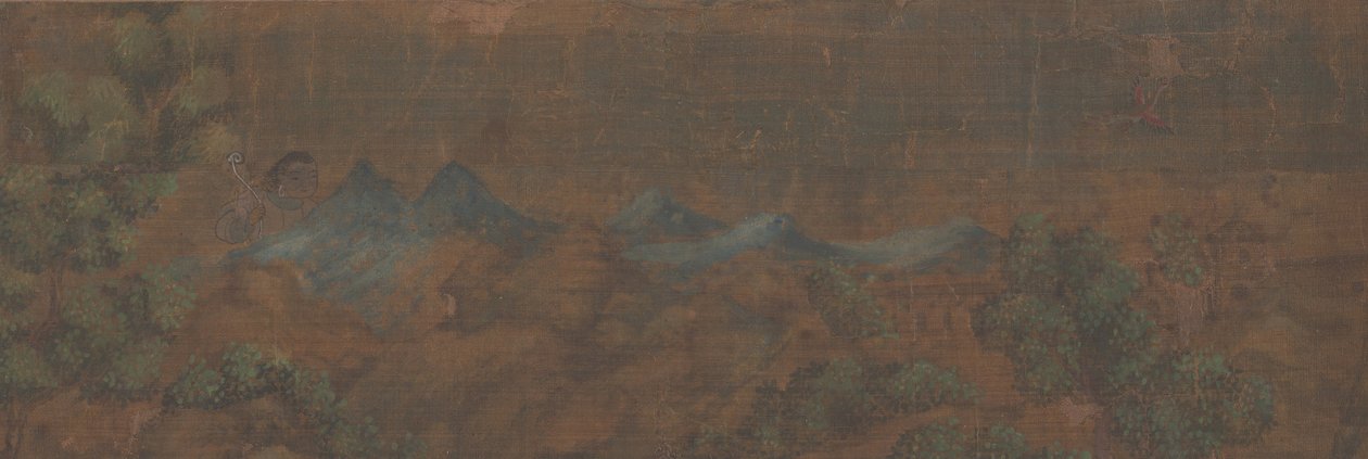 林地环境中的人物风景画。 作者 不明