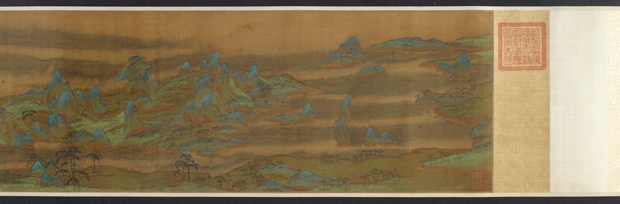 蓝色和绿色的风景，17世纪。 作者 不明