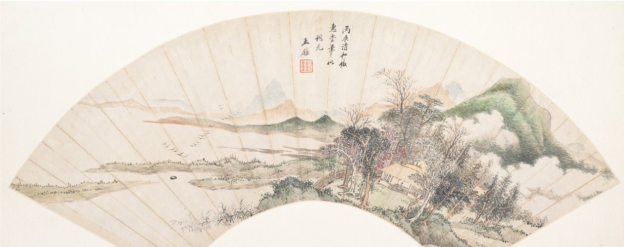 徽宗风格的山水画，18世纪或更晚，伪造日期为1676年。 作者 不明