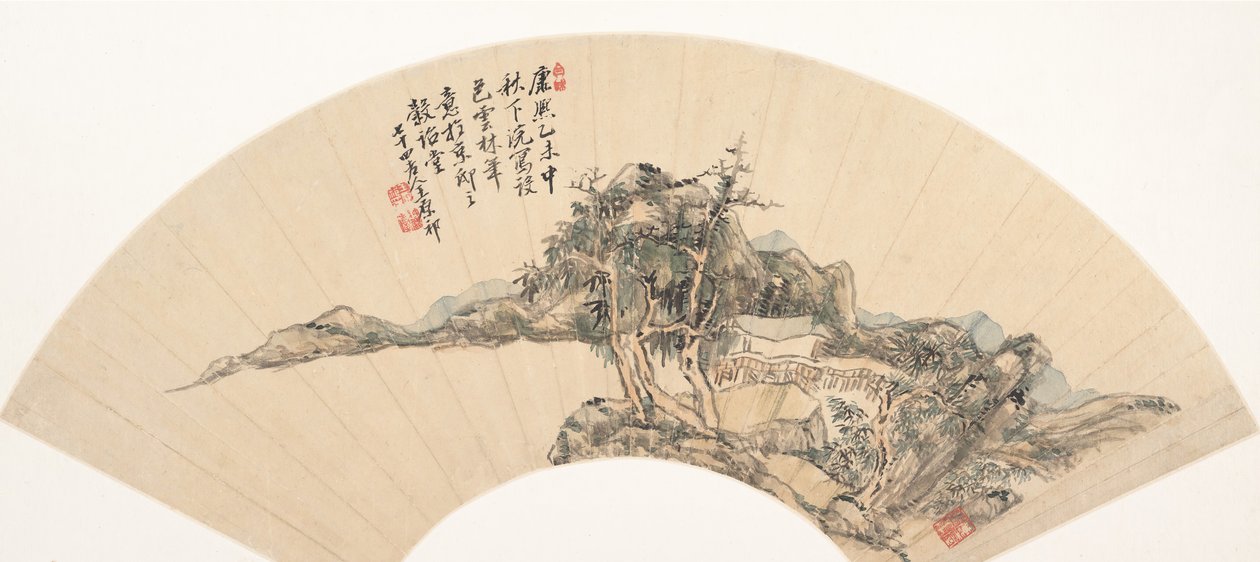 倪瓒风格的风景画，18世纪或更晚，伪造日期为1715年。 作者 不明