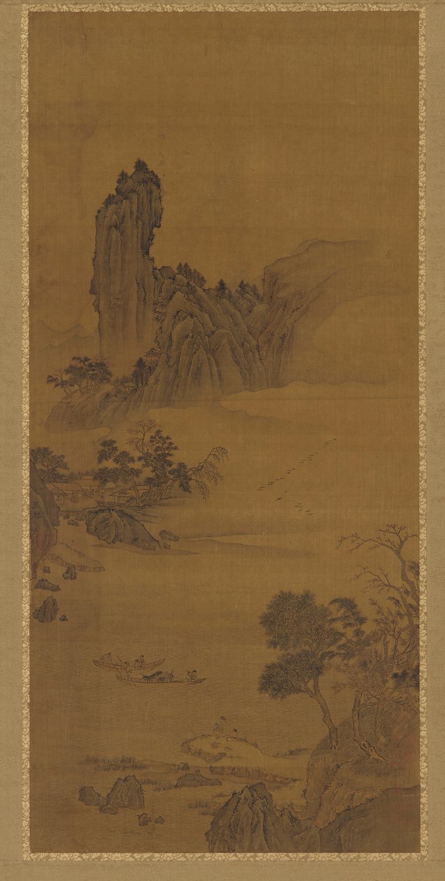 有渡船的风景，清朝，18世纪。 作者 不明