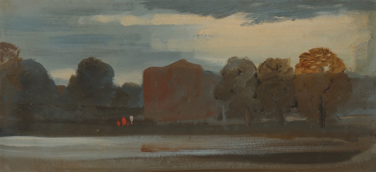 有湖的风景，1828年至1829年。 作者 不明