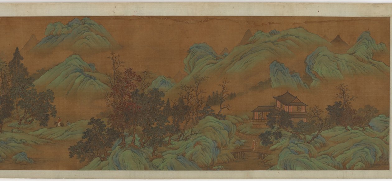 有建筑和旅行者的风景，17世纪。 作者 不明