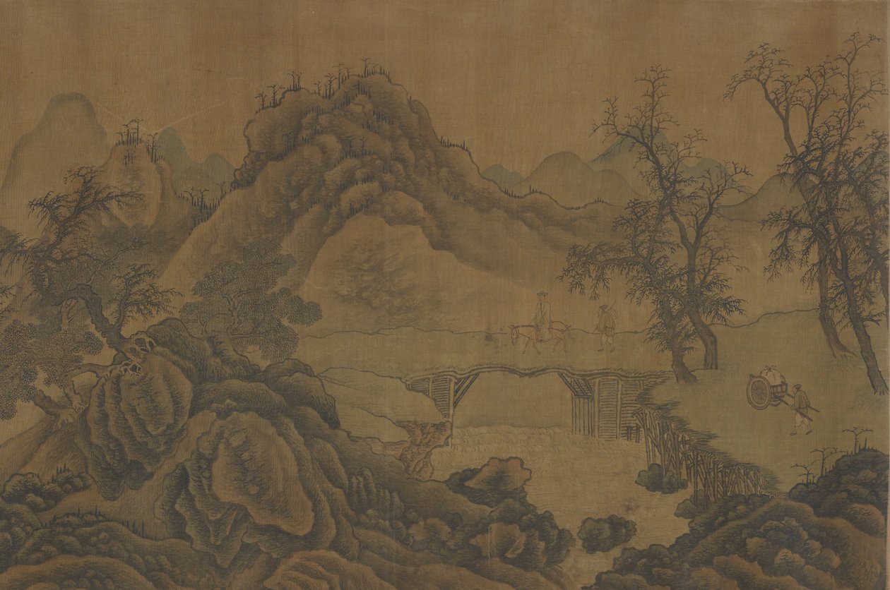 有旅行者的风景，17世纪。 作者 不明