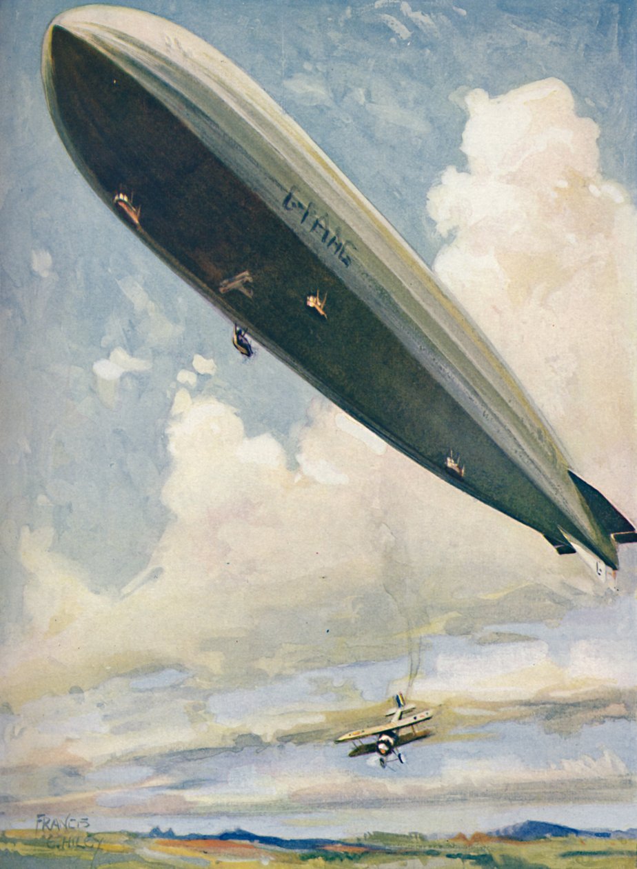 从半空中的飞艇发射飞机，1927年 作者 不明