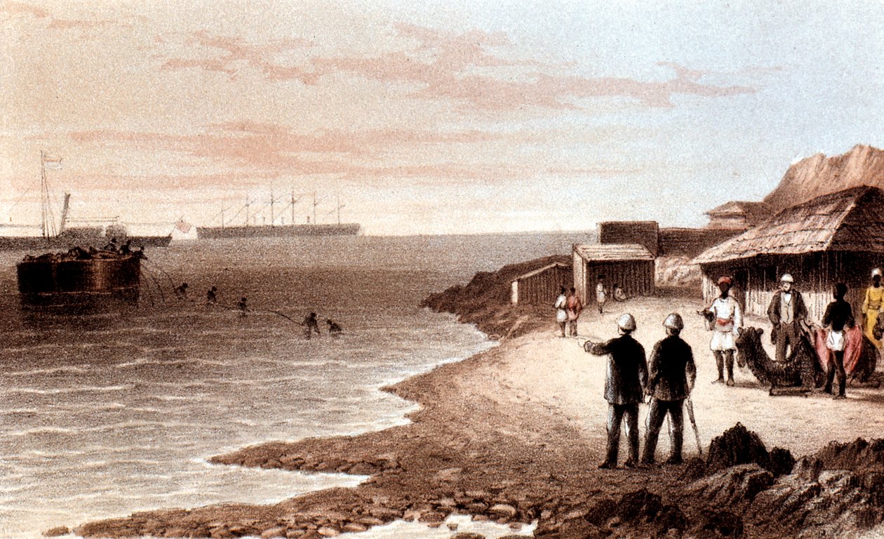 铺设孟买和亚丁之间穿越印度洋的电报电缆，1870年 作者 不明