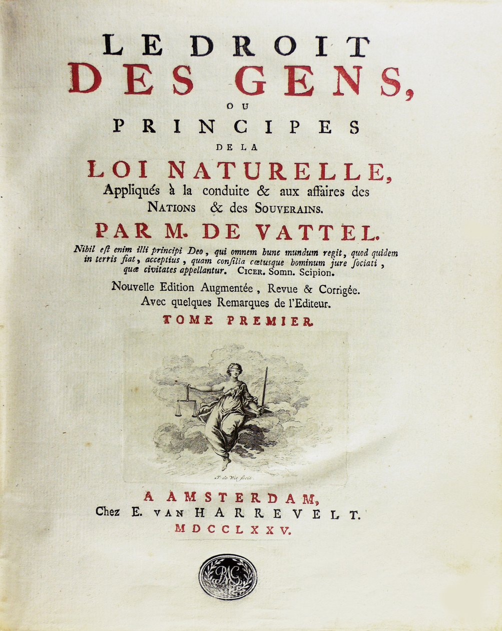 适用于行为的国家法律或自然法原则，1775年。 作者 不明