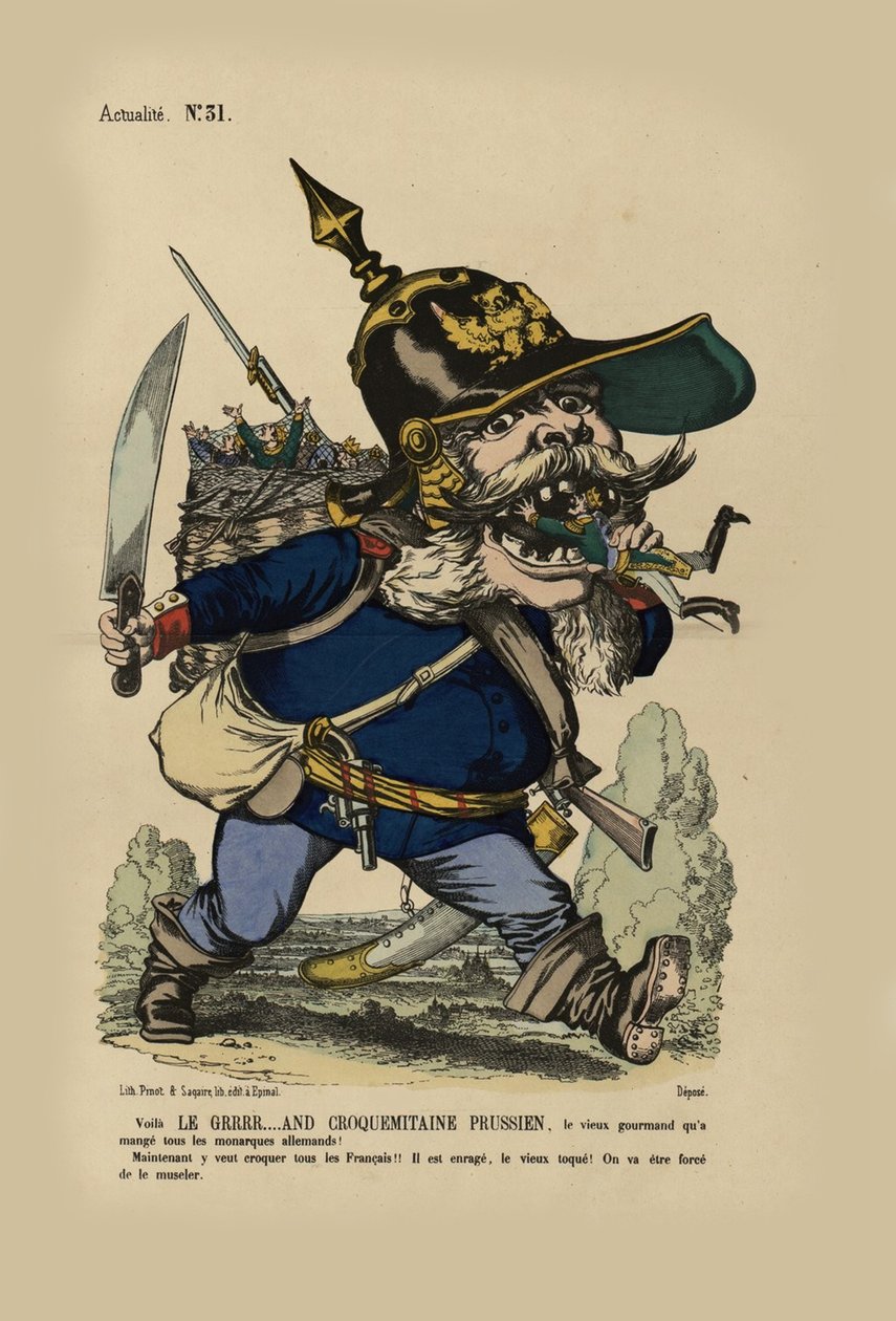 Le grand ogre allemand。 1866年，威廉国王（Wilhelm）吞并了德国的小州。 作者 不明