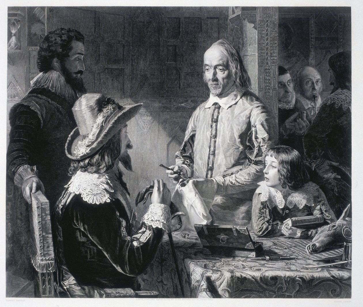 Le medecin anglais William Harvey (1578-1637) montrant au roi Charles Ier Stuart d