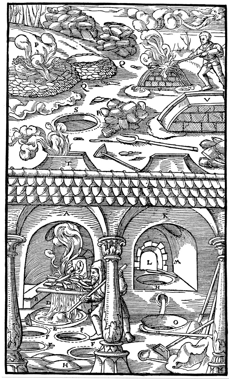 铅冶炼，1556年 作者 不明